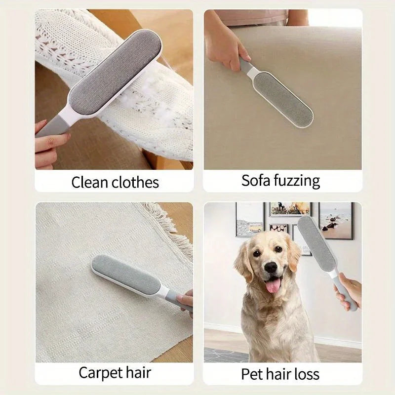 Double-Sided Manual Electrostatic Lint Brush for Effective Pet Hair Removal from Clothing, Furniture, and Carpets